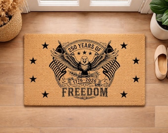 American Eagle Doormat, 250 Years Of Freedom 1776-2026 Doormat, Patriotic Welcome Mat, USA Flag Door Mat, 4th of July Decor