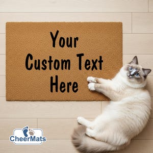 Custom Text Doormat, Create Your Own Welcome Mat, Personalized Business Logo Rug, Custom Quote Gift, Housewarming Gift, Entryway Coir Mat