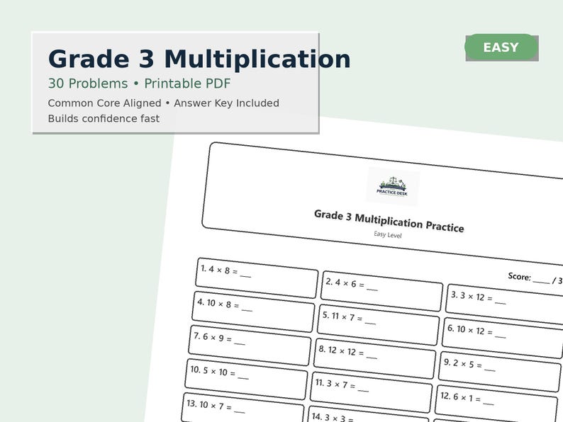 Grade 3 Multiplication Worksheets – 30 Printable Math Practice Sheets ...