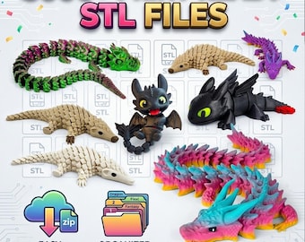 3000+ Flexi Articulated 3D Print STL Bundle | Best-Selling Animals, Dragons, Toys & Fidgets Files for Instant Download |
