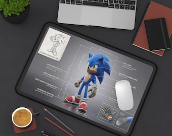 Sonic Character Blueprint Desk Mat | Game Character Anatomy Mousepad