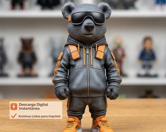 Cool Bear Art Toy STL File for 3D Printing | Streetwear Teddy Bear Figurine |  Designer Toys | Urban Art Collectible | Instant Download