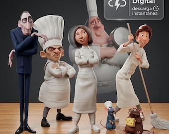 Ratatouille STL Bundle 3D Characters | STL Files for 3D Printing | Instant Download | 3D Print Files Pack