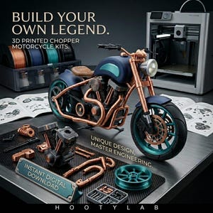 Motorcycle Chopper 3D STL Kit | Custom Bike Model | DIY 3D Print Files | Detailed Motorcycle Model | Instant Download