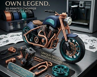 Motorcycle Chopper 3D STL Kit | Custom Bike Model | DIY 3D Print Files | Detailed Motorcycle Model | Instant Download