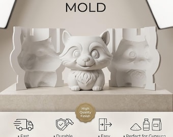 Raccoon Bowl Mold STL with Counter Mold | 3D Printable Silicone Mold | Cute Animal Planter/Candle Holder | Bambu Studio Ready File