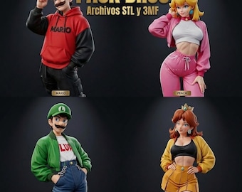 Original Mario Luigi Peach Daisy 3D Models Full Color STL & 3MF Bundle | Instant Digital Download 3D Print STL Bundle