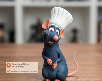 Chef Rat STL Figure | Cute Mouse 3D Print File | Cooking Aesthetic Art Toy | Printable STL File | Resin Ready | Instant Download