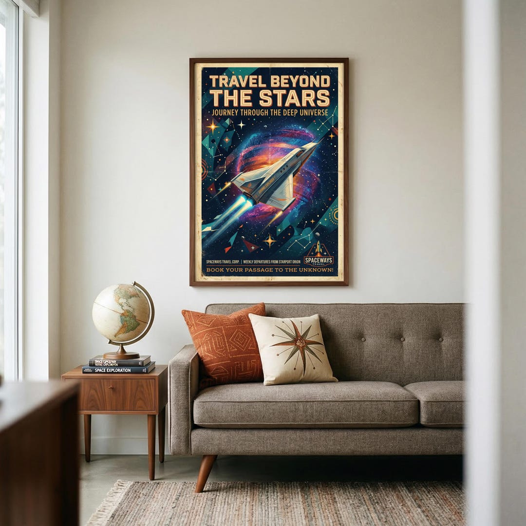 Retro Space Travel Poster | Vintage NASA Style Nebula Art (digital ...