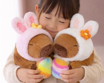Easter Basket Bunny Capybara Plush – Cute Rabbit Capybara Stuffed Animal, Soft Plush Toy for Kids, 20cm