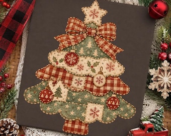パッチワーククリスマスツリーPNG、素朴なクリスマスツリーPNG、キルトクリスマスPNG、ファームハウスホリデーPNG、クリスマスツリーPNG、バッファローチェッククリスマス