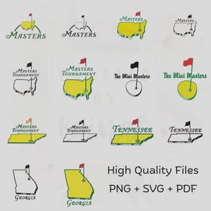 Golf Tournament Symbol Bundle: SVG, PNG, PDF Files - Masters Theme