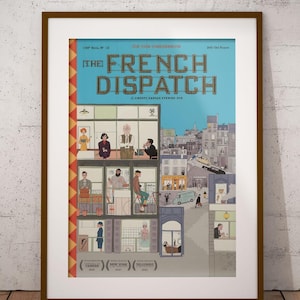 The French Dispatch Movie Poster, Wall Art, Wes Anderson, Film Print, Cinematic Illustration Poster, Art House, Cinema Decor, Cult Movie