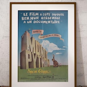 Monty Python, Holy Grail Movie, poster kunst aan de muur, Terry Gilliam, comedy filmprint, klassieke Britse bioscoopkunst, decor cultfilm, vintage kunst