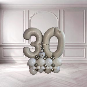 Neutral Birthday Balloon Stack Kit | Custom Age Party Decoration | Beige & Gold DIY Balloon Centrepiece