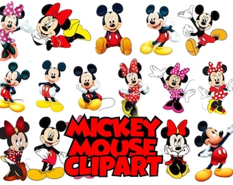 Mickey Cartoon Mouse Watercolor PNG | Mickey Clipart Bundle, Mouse Adventure Watercolor Art | Digital Download Wall Print | INSTANT DOWNLOAD