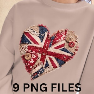 British Patchwork Clipart Bundle, London Landmarks Fabric Style PNG Set, UK Union Jack Vintage Quilt Illustrations for Scrapbooking Decor