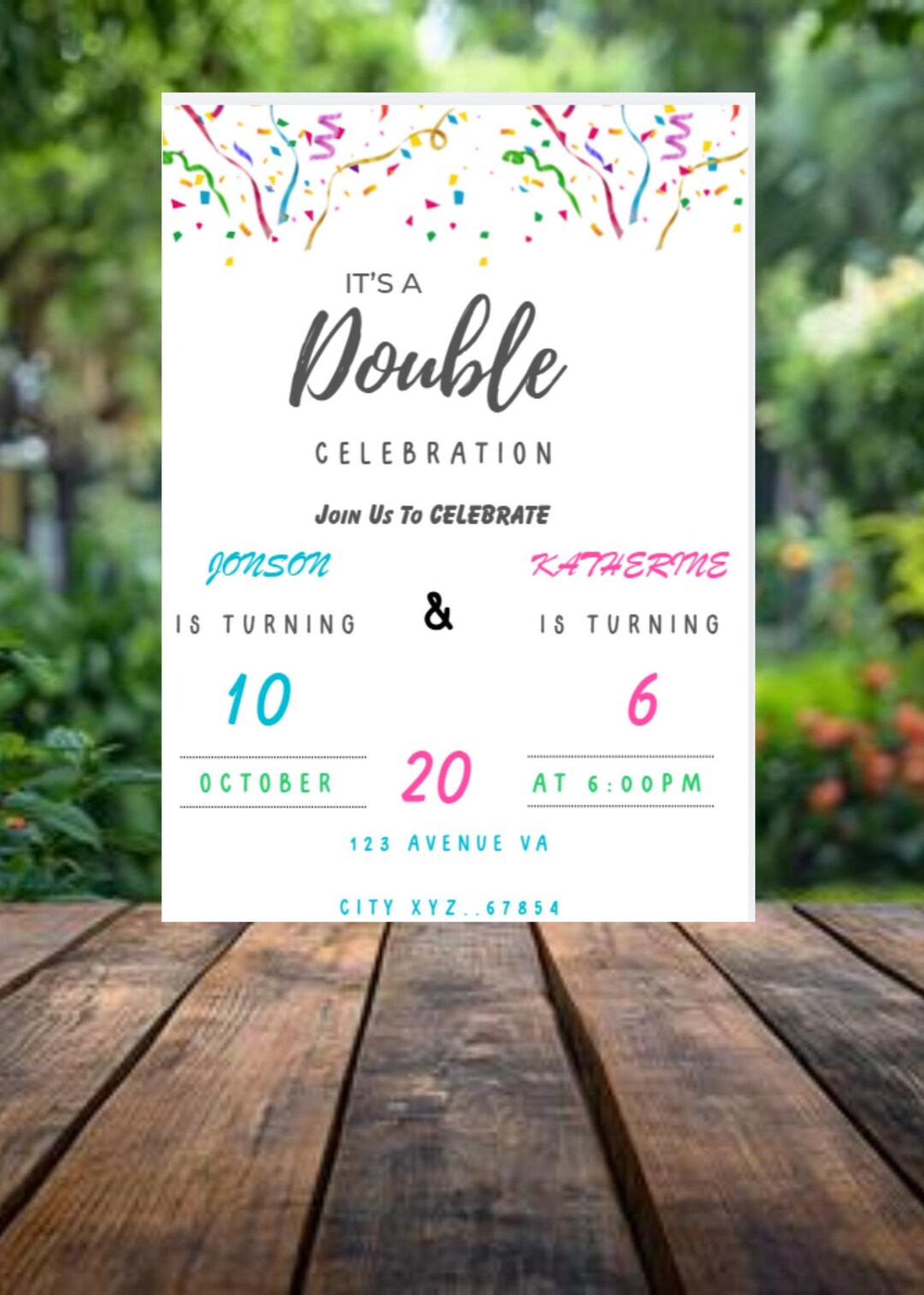 Two Birthday Invite Birthday Invite for 2 Kids Double Celebration | Editable Digital ...