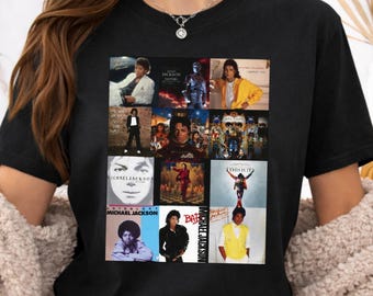 Michael Jackson Album Collage T-Shirt | Vintage King of Pop Discography Shirt | Retro MJ Album Cover Graphic Tee