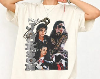 Michael Jackson King of Pop Collage Graphic Tee, Retro 80s 90s Streetwear Shirt