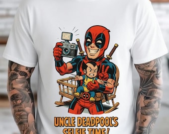 Camiseta Deadpool Baby Wolverine Selfie – Camiseta gráfica divertida para tíos