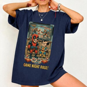 Retro Deadpool Wolverine Game Night-tröja - Rolig Gamer Rage-tröja, Marvel Comics Video Game Night-tröja, Rolig superhjältepresent bild 6