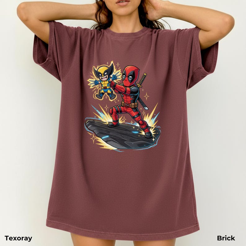 Camiseta divertida de Deadpool con Baby Wolverine, camiseta de El Rey León, ropa para hombres y mujeres, camiseta de Marvel Avengers, Marvel Comics, imagen 6