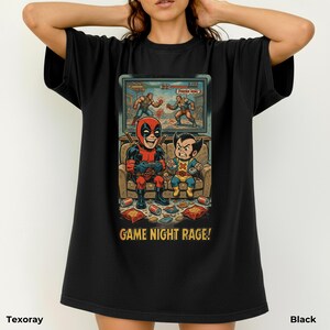 Retro Deadpool Wolverine Game Night-tröja - Rolig Gamer Rage-tröja, Marvel Comics Video Game Night-tröja, Rolig superhjältepresent bild 13