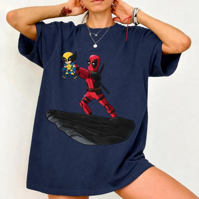 Grappig T-shirt Deadpool met Wolverine, The Lion King-shirt, heren- en dameskleding, Marvel Avengers-shirt afbeelding 3