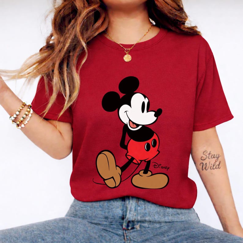 Mickey Mouse-shirt klassieke pose, retro Mickey-T-shirt, vintage stijl Disneyland Trip-shirt, Disney-paar vakantieshirt vakantie afbeelding 7