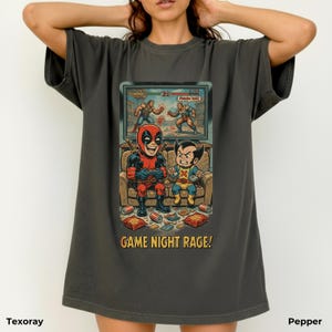 Retro Deadpool Wolverine Game Night-tröja - Rolig Gamer Rage-tröja, Marvel Comics Video Game Night-tröja, Rolig superhjältepresent bild 9