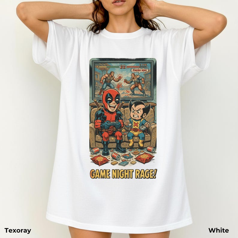 Retro Deadpool Wolverine Game Night-tröja - Rolig Gamer Rage-tröja, Marvel Comics Video Game Night-tröja, Rolig superhjältepresent bild 17