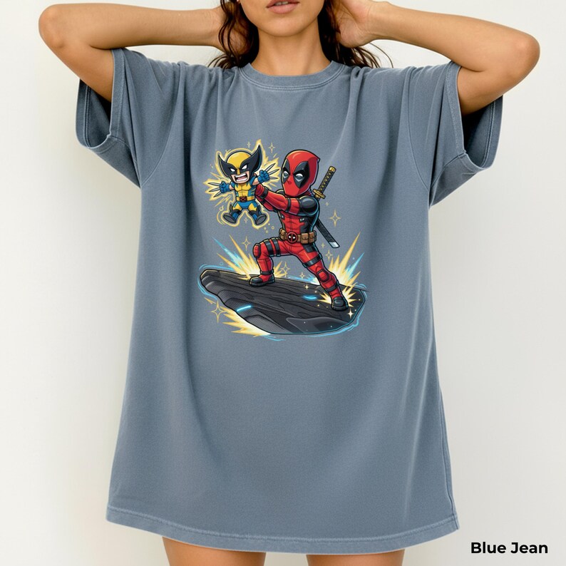 Camiseta divertida de Deadpool con Baby Wolverine, camiseta de El Rey León, ropa para hombres y mujeres, camiseta de Marvel Avengers, Marvel Comics, imagen 5