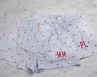 Calzoncillos bóxer de pijama bordados / Ropa de dormir personalizada / Regalos para novias