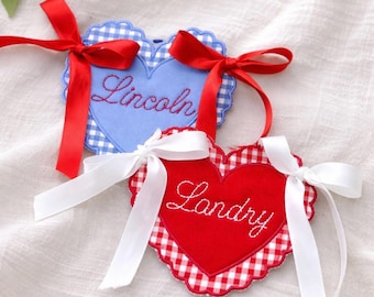 Etiqueta de corazón bordada personalizada – Decoración para cestas de San Valentín