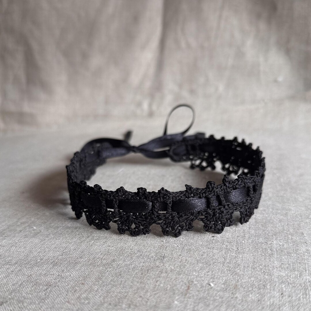 Black Crochet Lace Choker - Victorian Gothic Collar, Handmade - Etsy
