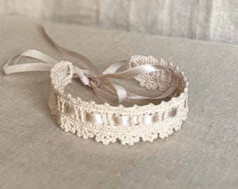 Ivory Crochet Lace Choker – Delicate Romantic Boho Necklace