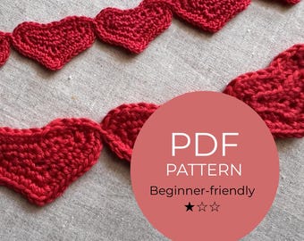 Crochet Heart Motif Pattern PDF, Heart Trim, Border, Applique Decor