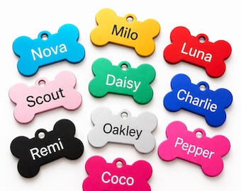 Engraved Pet ID Tag - Bone Shape Stainless Steel Custom