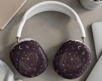Apple AirPods Max® Shell Cases, Cosmic Gold Astrology Headphone Protector, Celestial Starry Night Wireless Headset Cover, Mystical Zodiac