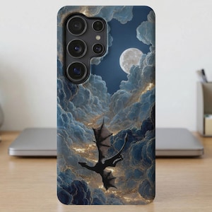Etui MagSafe na telefon Fantasy Dragon do iPhone'a, Samsunga, Celestial Night Sky Moon Clouds Gothic Myth Fourth Wing