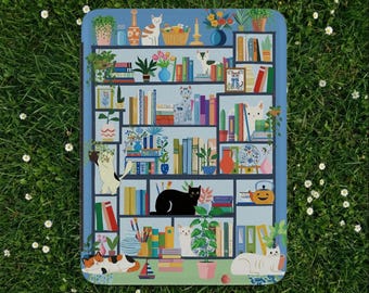 Kindle Paperwhite Hülle 2025 12th Gen 2024 Hülle, Cozy Katzen Bücherregal E-Reader Hülle, Wunderliche Buch Nook Geschenk für Leseratte