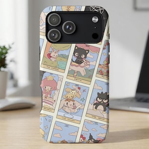 Etui MagSafe na iPhone'a 14 15 16 Pro Max z kartami tarota Sanrio Kawaii, Samsung Galaxy S26 Ultra, urocze, gotyckie etui na telefon z kartami tarota Hello Kitty Cinnamoroll zdjęcie 3