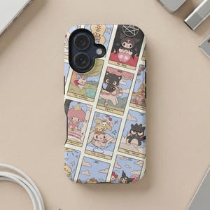 Etui MagSafe na iPhone'a 14 15 16 Pro Max z kartami tarota Sanrio Kawaii, Samsung Galaxy S26 Ultra, urocze, gotyckie etui na telefon z kartami tarota Hello Kitty Cinnamoroll zdjęcie 8