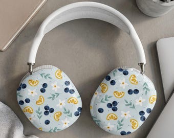 Apple AirPods Max Shell Cases, Whimsical Berry Lemon Floral Print Cover, Cottagecore Aesthetic Headphone Accessory, Cute Gift for Her