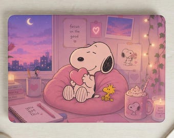MacBook Air Fall Snoopy Peanuts Studie Vibe Gemütlicher Pastellhund MacBook Pro 13 14 16 Air 15.3 13.6 Laptop Hartschalenabdeckung