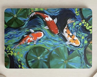 Künstlerische Koi Fisch MacBook Air Hülle, Lebendiges Teich Design MacBook Pro 13 14 16 Air 15.3 13.6 Hartschale Laptop Hülle Ästhetische Kunst Geschenk
