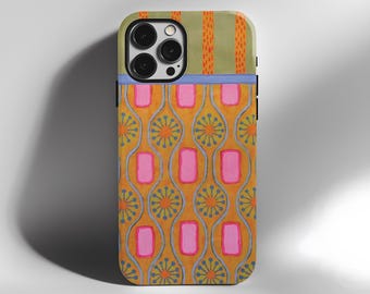 Modne, retro, abstrakcyjne etui MagSafe na telefon iPhone 17 16 15 14 Plus Pro Max, Samsung Galaxy S26 Ultra Plus | Etui z żywym wzorem lat 70.
