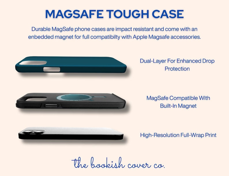 MagSafe tough case features dual-layer protection, magnetic compatibility, and full-wrap print.