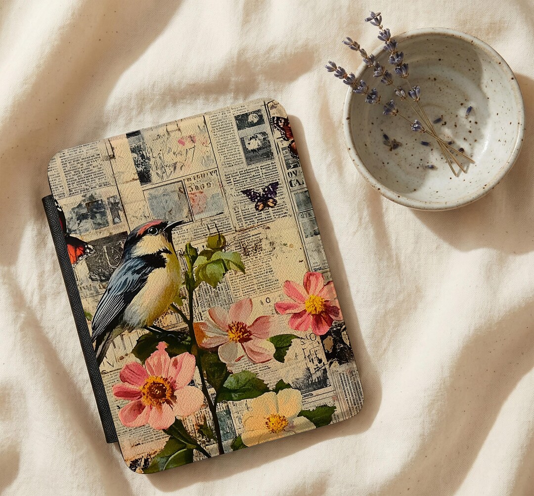 Newspaper Collage Retro Kindle Paperwhite Case 2025 12th Gen Minimalist ...